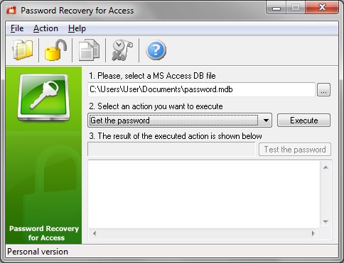 Select the MDB file to recover the Access Database Password